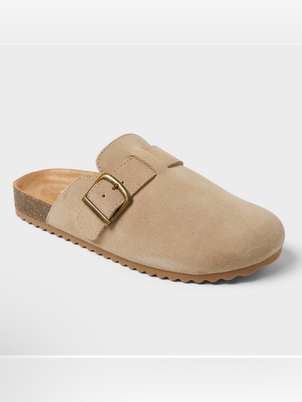 Cat and Jack kids tate clogs taupe size 4 slip on leather flats, contour footbed